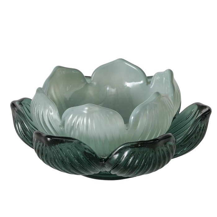 Boltze - Waxinelichthouders - Set van 2 - Glas - Groen - Bloemvorm - 9 x 9 x 4 cm - Afbeelding 4