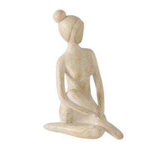 Boltze - Beeld - Sculptuur - Yoga - Meditatie - Vrouw - Polyresin - Beige - 10x20x30cm