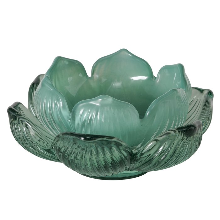 Boltze - Waxinelichthouders - Set van 2 - Glas - Groen - Bloemvorm - 9 x 9 x 4 cm - Afbeelding 5