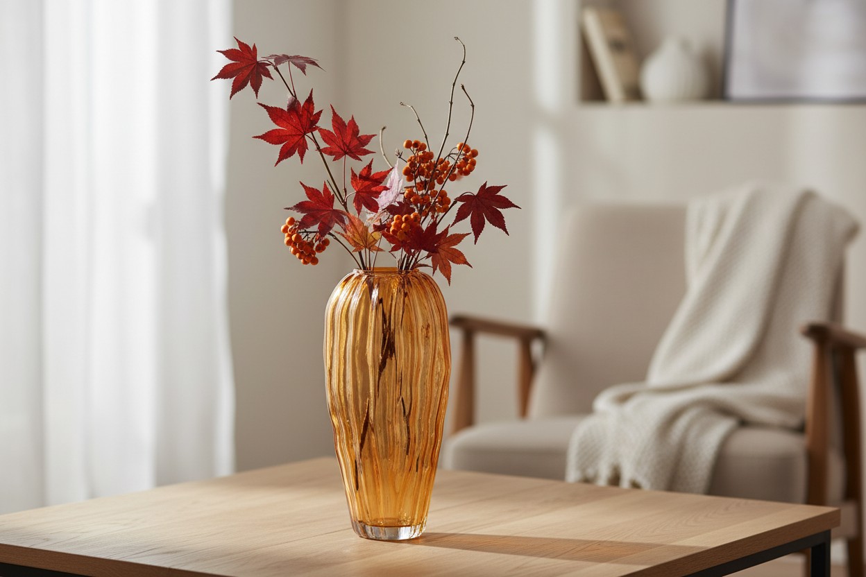 Daan Kromhout - Vaas - Bloemenvaas - Glas - Camel Bruin - 19x40cm - Structure - Afbeelding 3