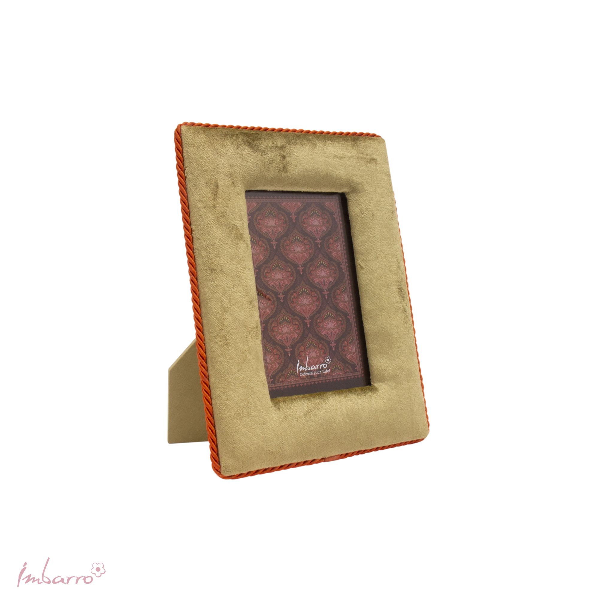 Imbarro - Fotolijst - Velvet - Olive - Olijfgroen - Oranje - Voor foto 9 x 14 cm - Totaal 18x23cm