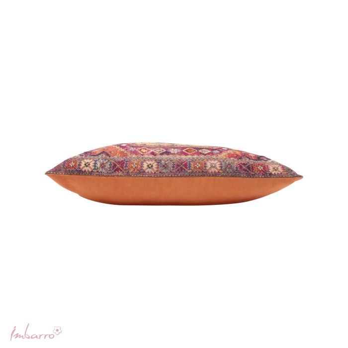 Imbarro - Sierkussen - Kussen - Fiori - Handgeborduurd - Katoen - 40x60 cm - Oranje/Roze - Afbeelding 3