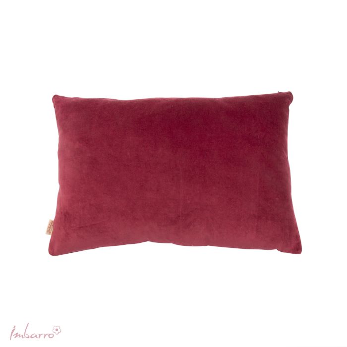 Imbarro - Sierkussen - Kussen - Essence - Burgundy - Velours - Bordeaux - Bloemenprint - 40x60cm - Afbeelding 2