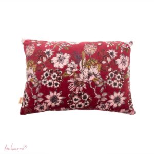Imbarro - Sierkussen - Kussen - Essence - Burgundy - Velours - Bordeaux - Bloemenprint - 40x60cm
