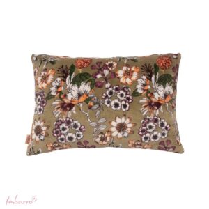 Imbarro - Sierkussen - Kussen - Essence - Green- Velours - Groen - Bloemenprint - 40x60cm
