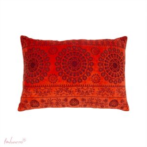 Imbarro - Sierkussen - Nobile Orange/Darkred - Velours - 40 x 60 cm - Jaren 70 Vibe - Retro