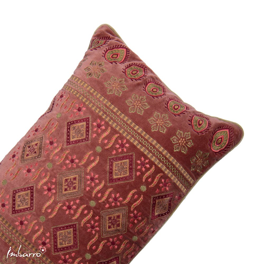 Imbarro - Sierkussen - Nina - Paars - Bordeaux Rood - 40 x 60 cm - Velvet - Afbeelding 2