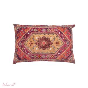 Imbarro - Sierkussen - Kussen - Fiori - Handgeborduurd - Katoen - 40x60 cm - Oranje/Roze
