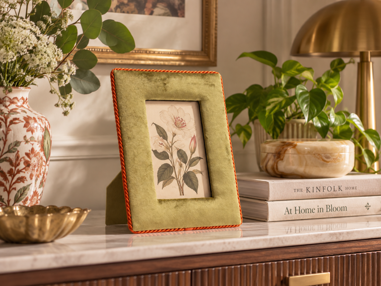 Imbarro - Fotolijst - Velvet - Olive - Olijfgroen - Oranje - Voor foto 9 x 14 cm - Totaal 18x23cm - Afbeelding 6