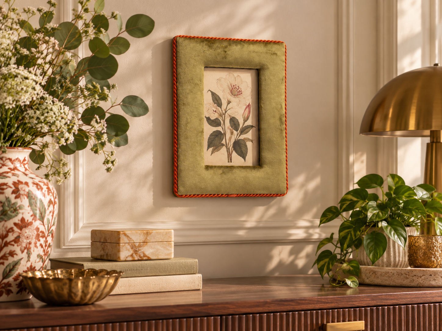 Imbarro - Fotolijst - Velvet - Olive - Olijfgroen - Oranje - Voor foto 9 x 14 cm - Totaal 18x23cm - Afbeelding 7