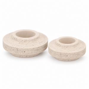 Daan Kromhout - Spant7 - Waxinelichthouder - Set van 2 - Beige - Cement - 15x6 en 13x6 cm