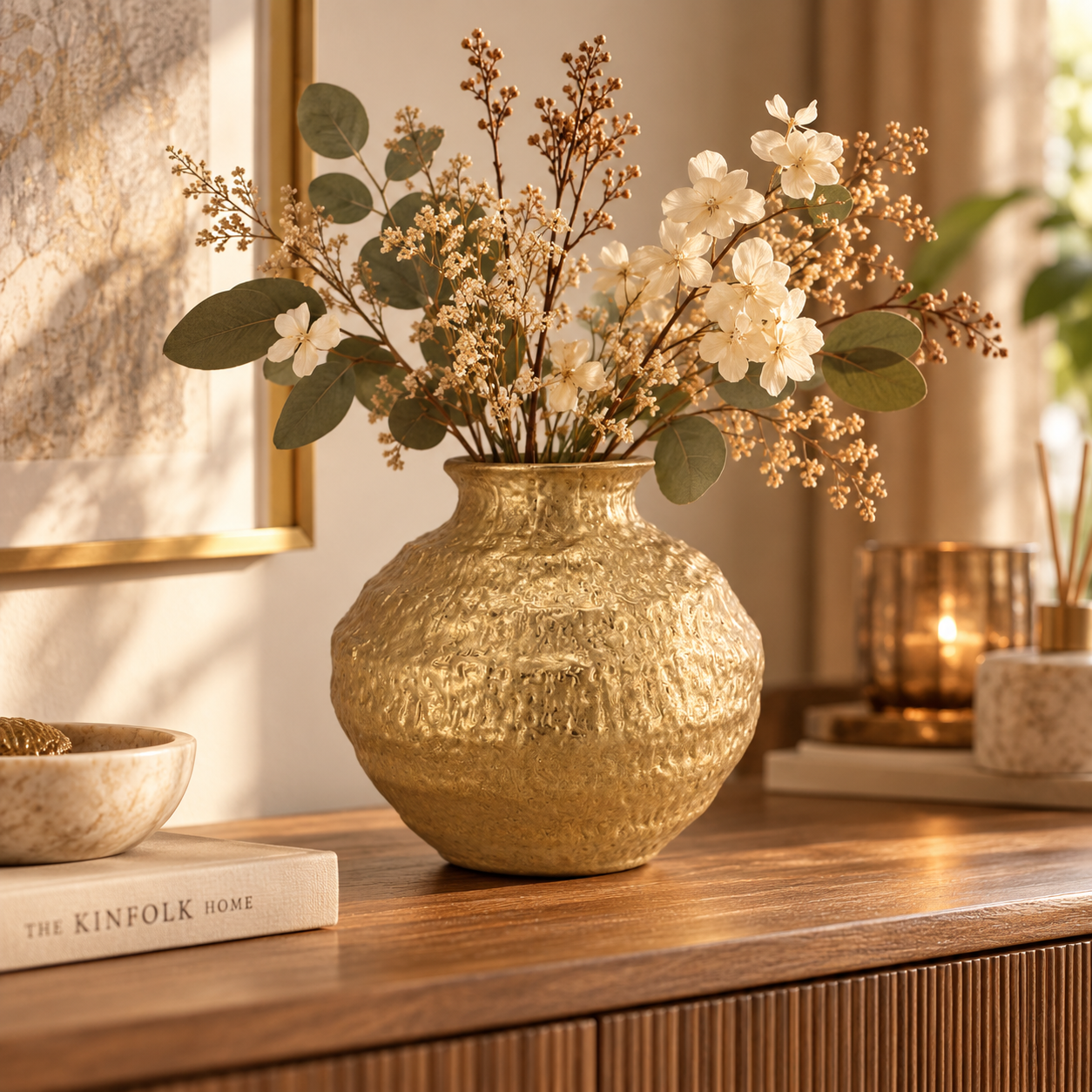 Daan Kromhout - Vaas - Bloemenvaas - Goud - Keramiek - Quinty - Bol - 22x22x22cm - Afbeelding 2