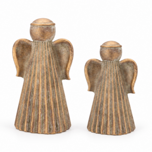 Daan Kromhout - Engel - Set van 2 - Beton - 10x16 en 9x12 - Goud/Grijs - Angel - Kerst - Woondecoratie