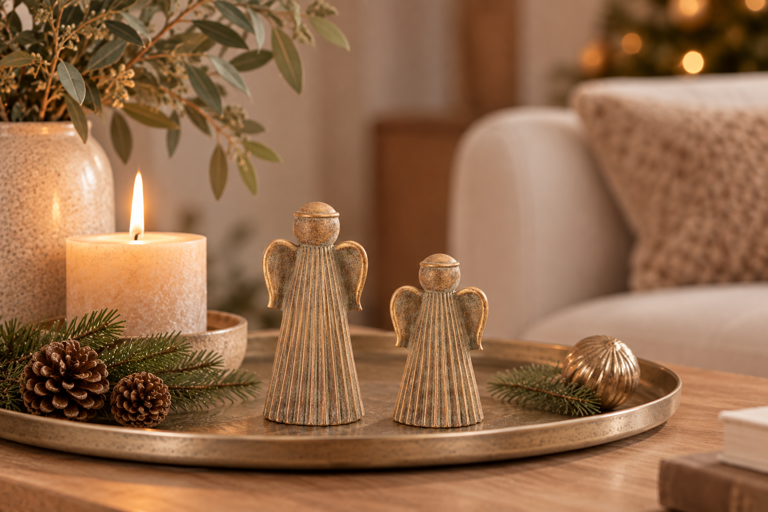 Daan Kromhout - Engel - Set van 2 - Beton - 10x16 en 9x12 - Goud/Grijs - Angel - Kerst - Woondecoratie - Afbeelding 2