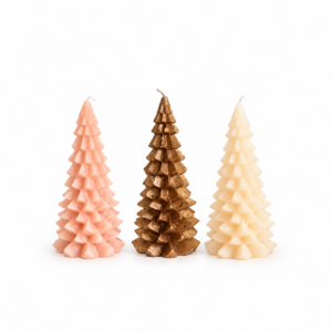 Daan Kromhout - Kerstboom - Kaarsen - Kaars - Set/3 - Brons Goud - Creme - Sand - 9x20cm