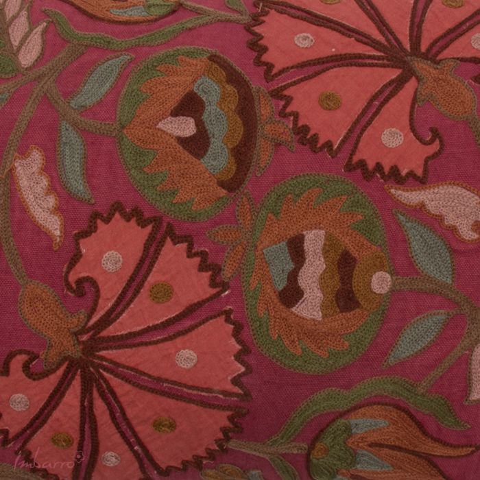 Imbarro - Sierkussen - Kussen - Isotta - Katoen - Hand geborduurd - 30x50cm - Terra - Roze - Afbeelding 2