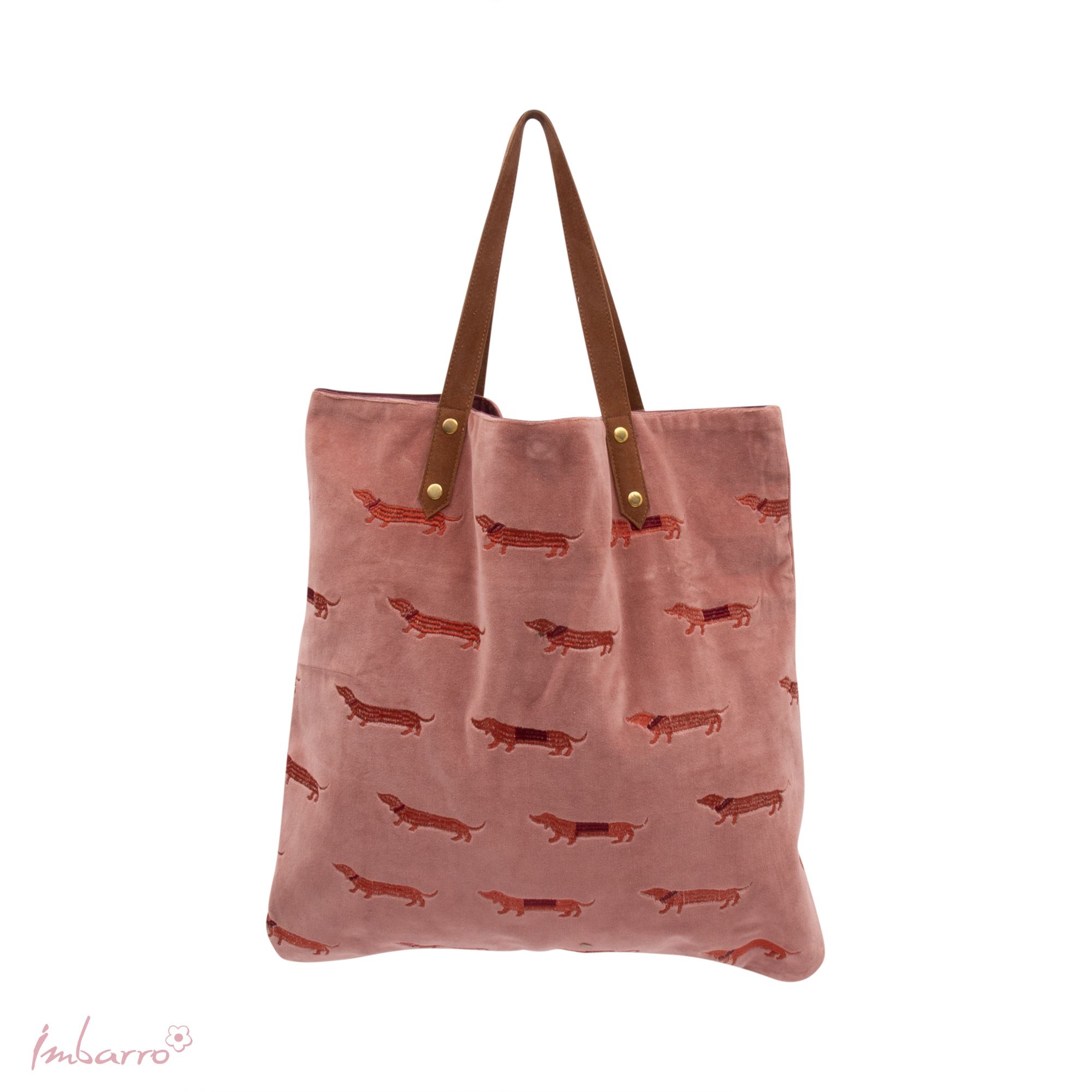 Imbarro - Shopper - Tas - Noble - Teckel - Hond - katoen - Velvet - 50x50cm