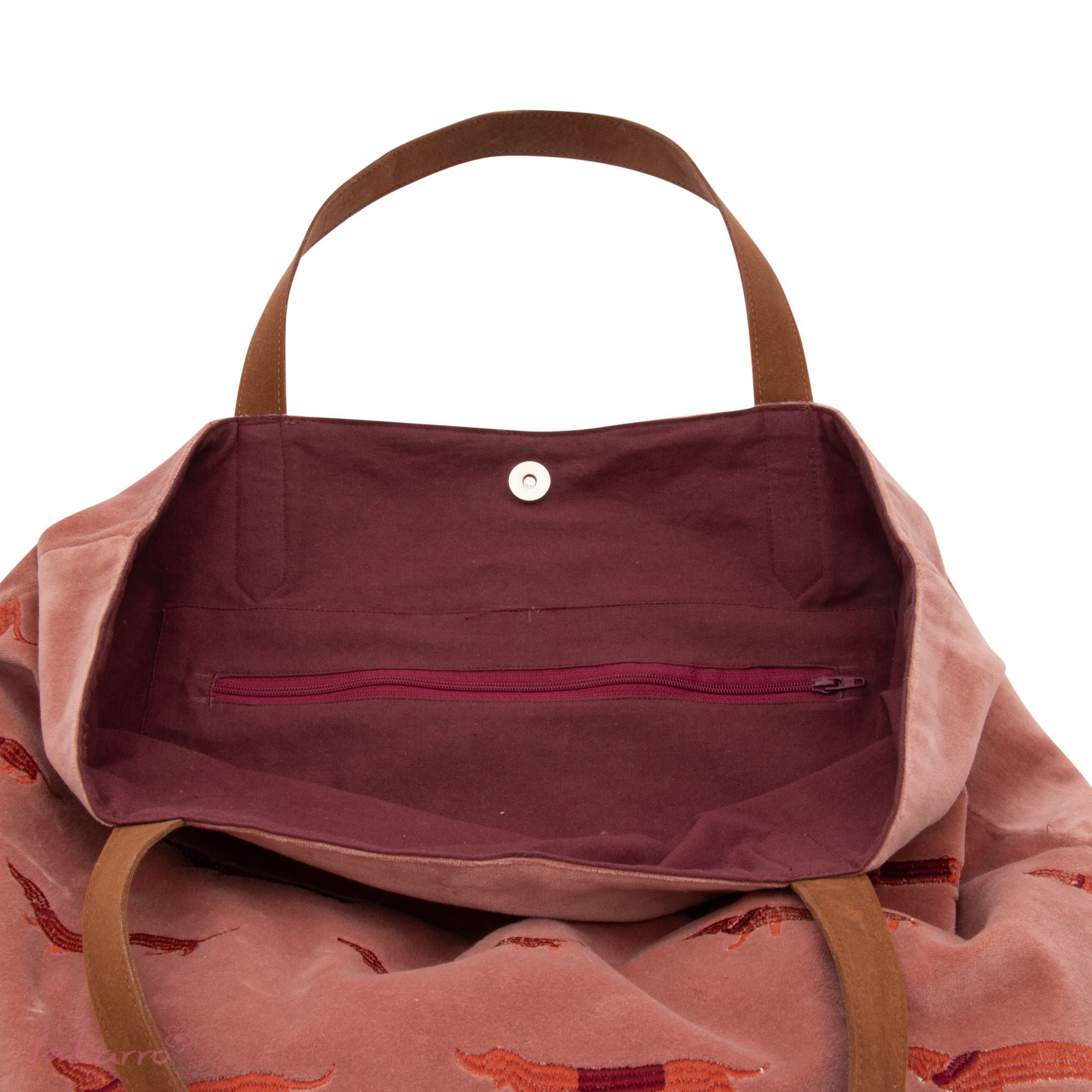 Imbarro - Shopper - Tas - Noble - Teckel - Hond - katoen - Velvet - 50x50cm - Afbeelding 3
