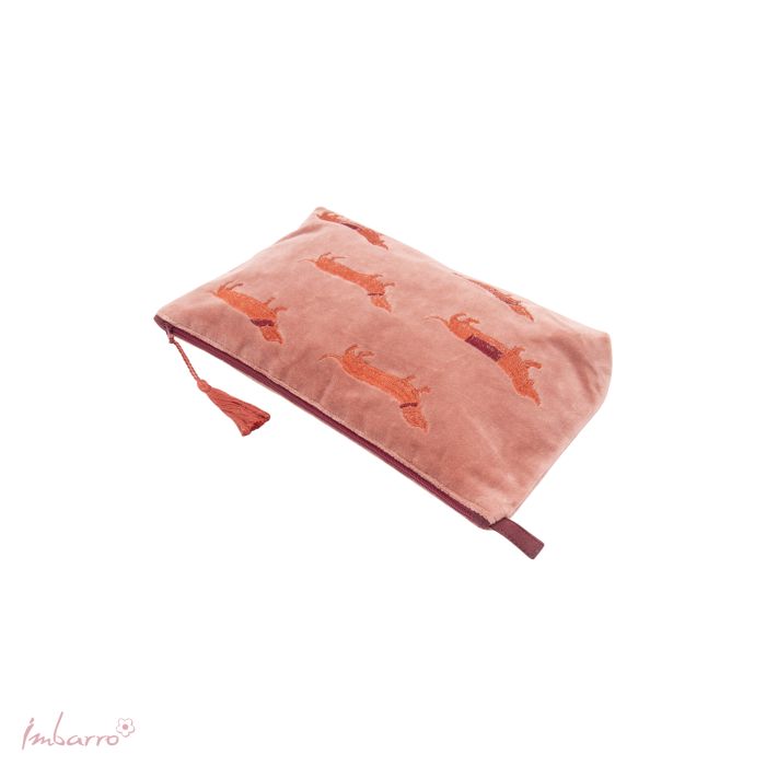 Imbarro - Pouch - Beautybag - Toilettas - Noble - Teckel - Velvet - 20x30 - Afbeelding 4