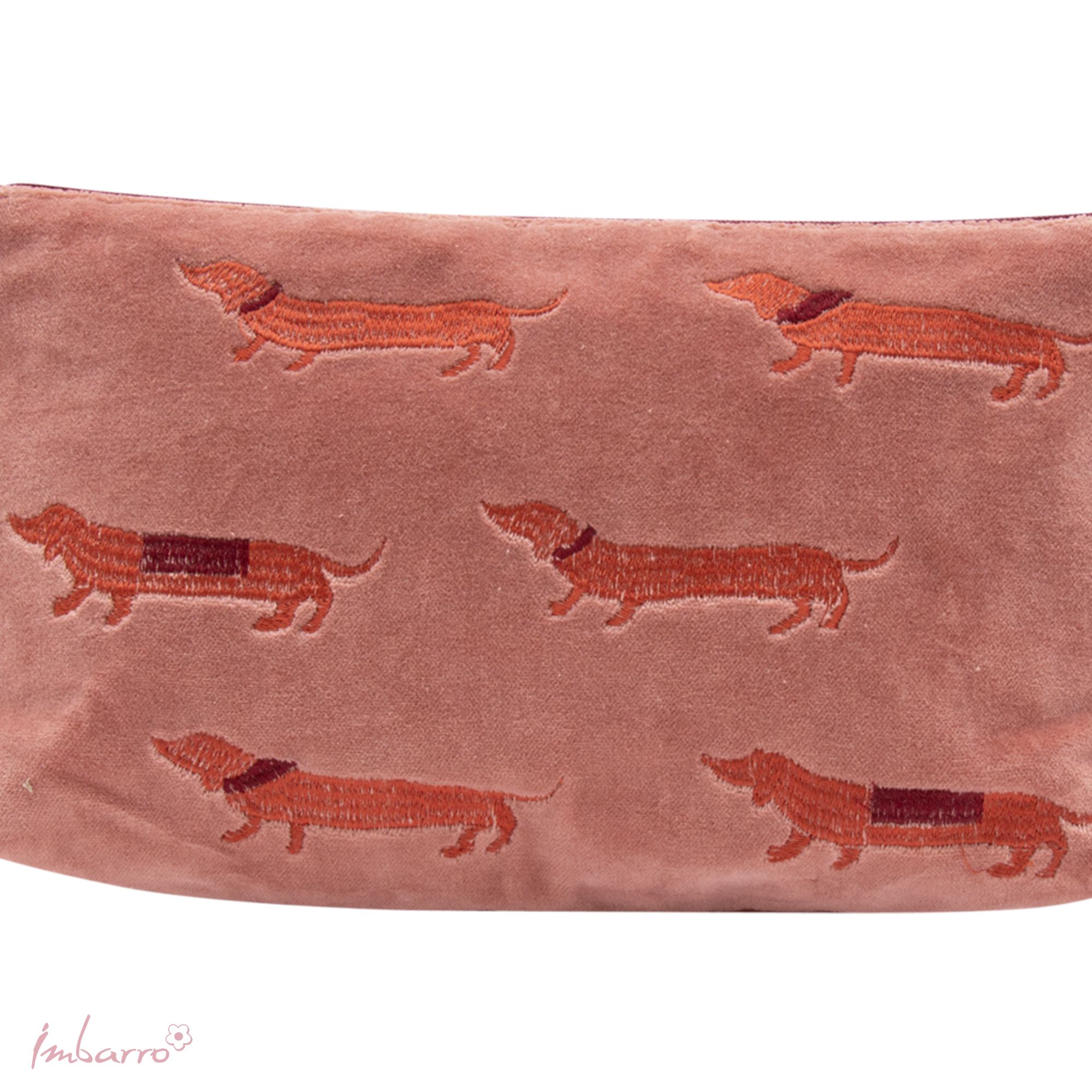 Imbarro - Pouch - Beautybag - Toilettas - Noble - Teckel - Velvet - 20x30 - Afbeelding 5