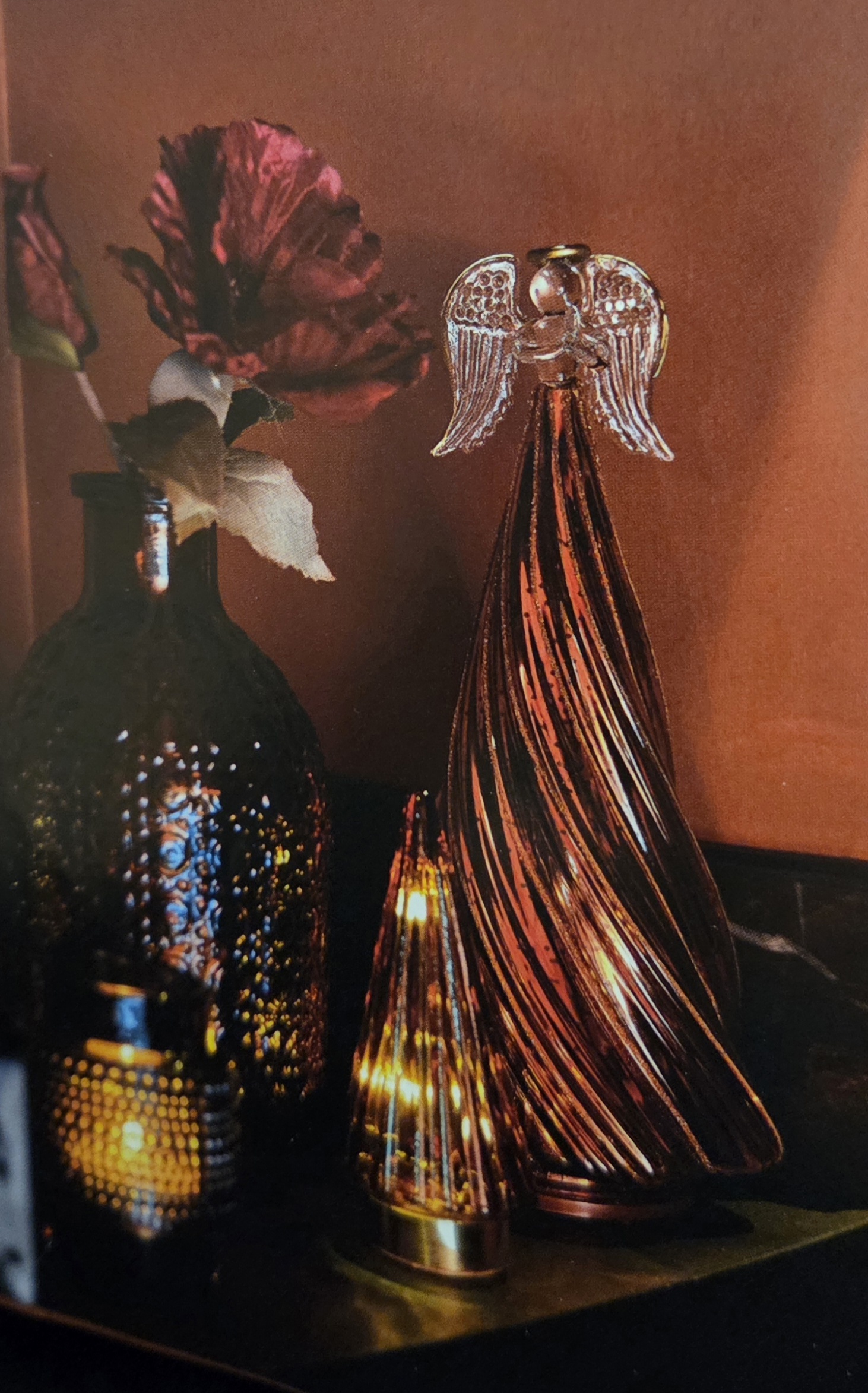 Daan Kromhout - Kerstboom - Led - Glas - 6x13cm - Bruin - Set van 3 - decoratieve kerstversiering - Afbeelding 3