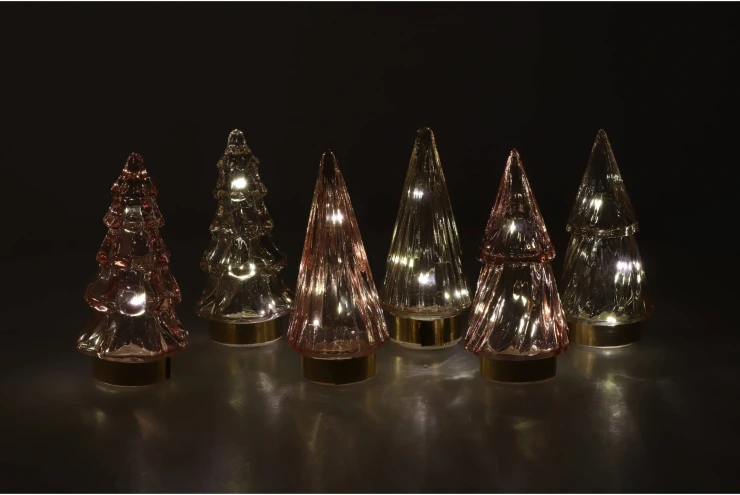 Daan Kromhout - Kerstboom - Led - Glas - 6x13cm - BlauwGroen - Set van 3 - decoratieve kerstversiering - Afbeelding 3