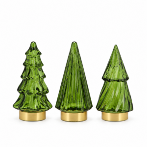 Daan Kromhout - Kerstboom - Led - Glas - 6x13cm - Groen - Set van 3 - Decoratieve kerstitems