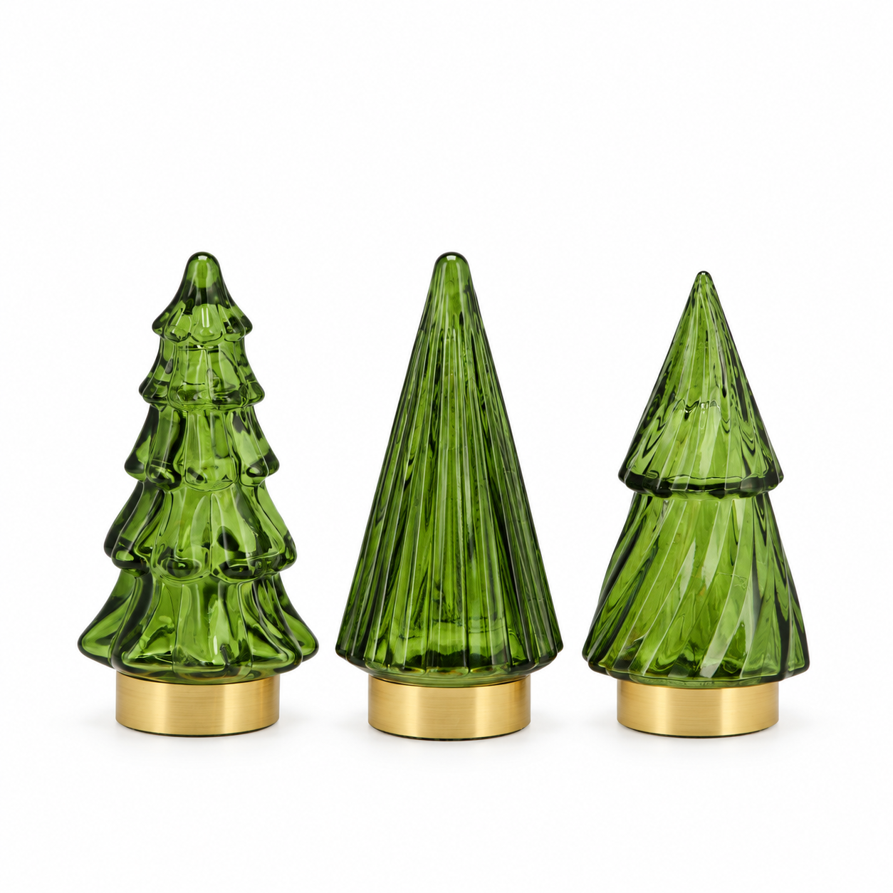 Daan Kromhout - Kerstboom - Led - Glas - 6x13cm - Groen - Set van 3 - Decoratieve kerstitems