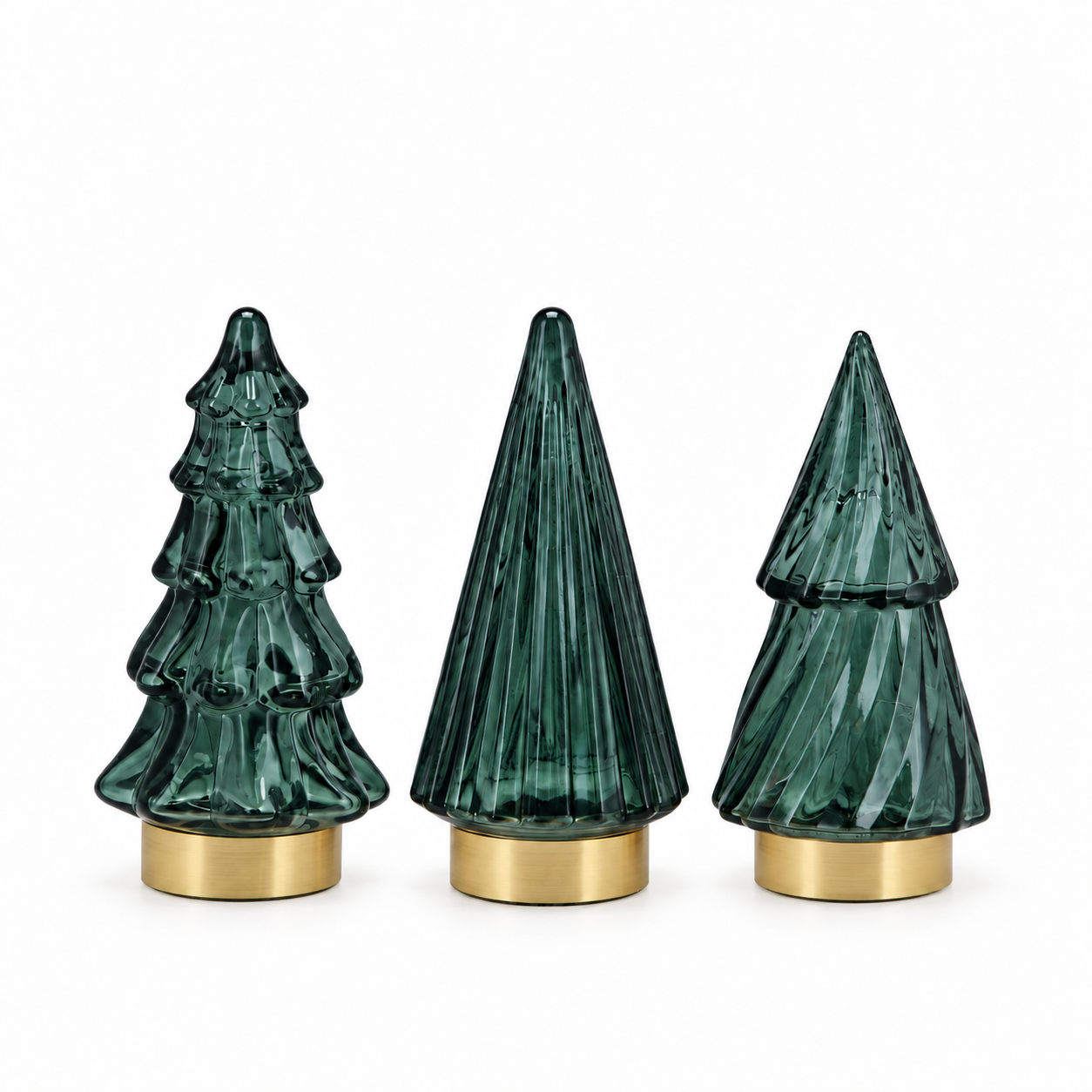 Daan Kromhout - Kerstboom - Led - Glas - 6x13cm - BlauwGroen - Set van 3 - decoratieve kerstversiering