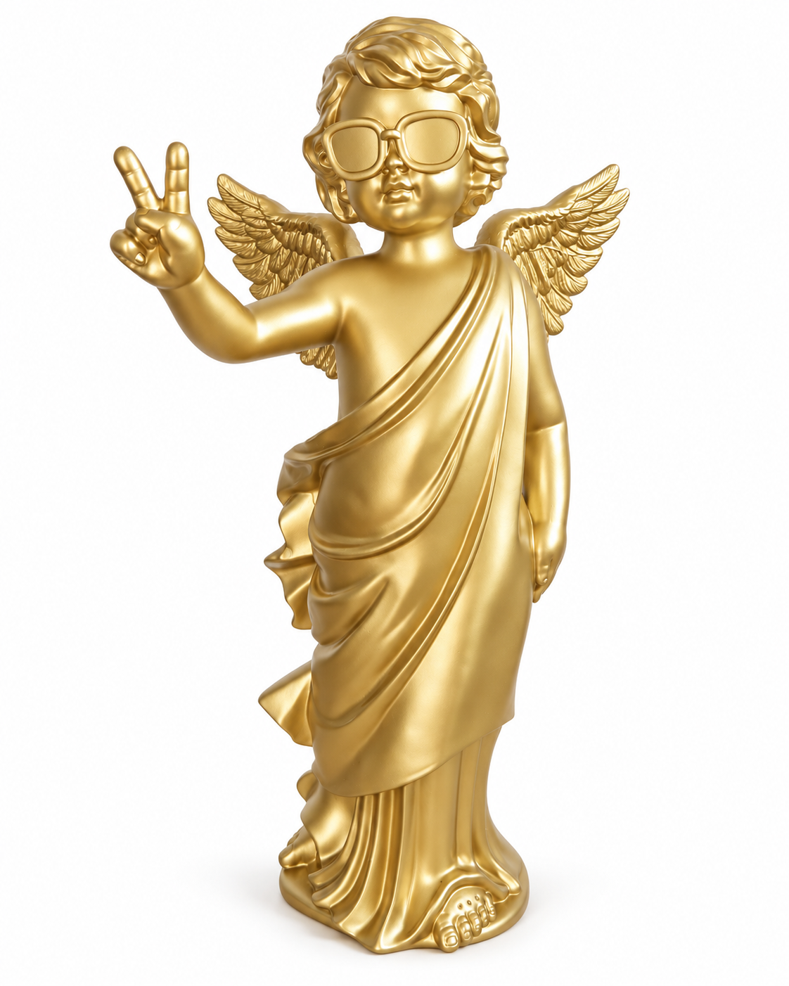 Boltze - Engel - Beeld Goud - Engel met Peace gebaar - Polyresin - 27 x 20 x 50 cm - Decoratief Beeld - Kerst - Afbeelding 10