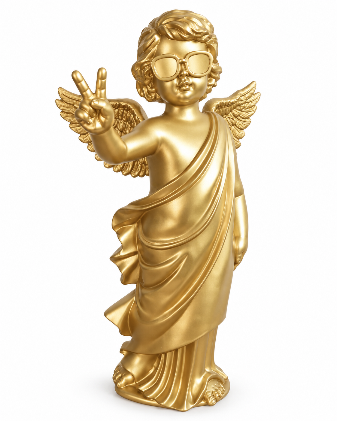 Boltze - Engel - Beeld Goud - Engel met Peace gebaar - Polyresin - 27 x 20 x 50 cm - Decoratief Beeld - Kerst - Afbeelding 11