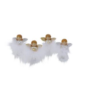 Boltze - Decoratief - Beeldjes - Set van 4 - Engel - Zilver en Goud - 7x6cm - Kerst - Figuur