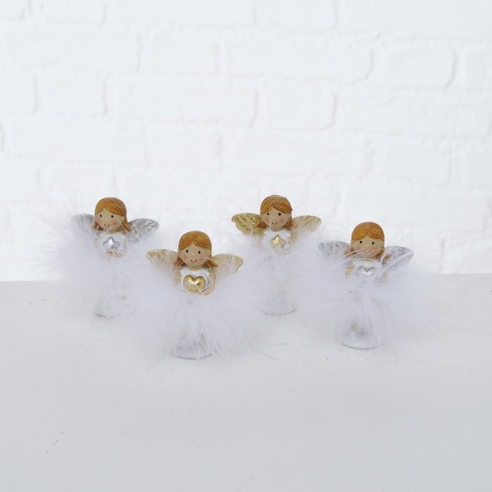 Boltze - Decoratief - Beeldjes - Set van 4 - Engel - Zilver en Goud - 7x6cm - Kerst - Figuur - Afbeelding 3