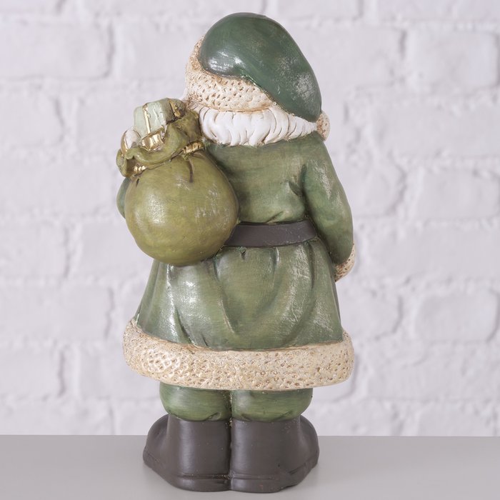 Boltze - Beeld - Kerstman - Santa Claus - Aardewerk - Groen/Crème - Handbeschilderd - 23,5 cm - Kerstdecoratie - Afbeelding 2