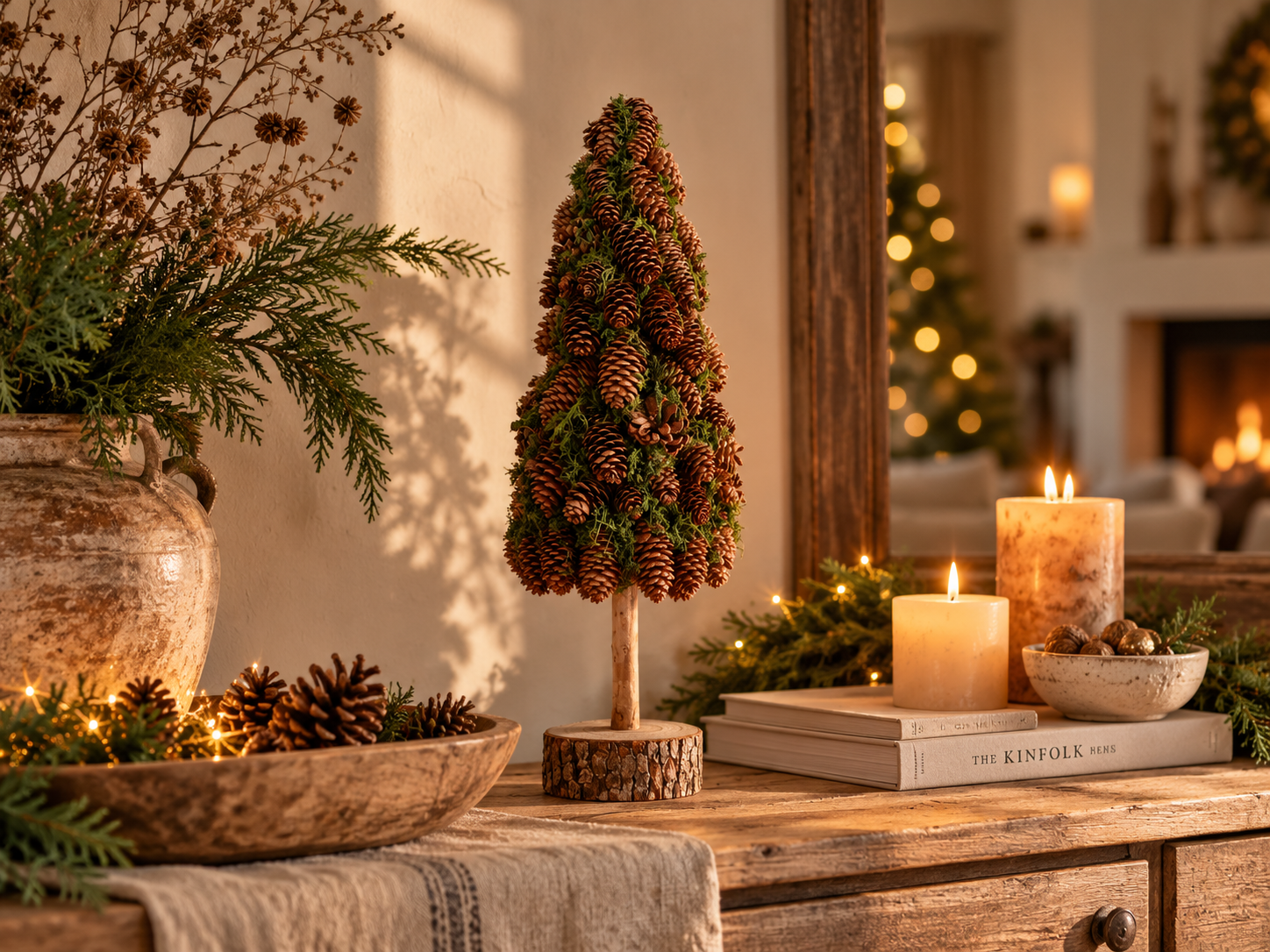 Daan Kromhout - Decoratieve Kerstboom - Boom - Kerstdecoratie - Met Dennenappels - 12 x 30 cm - Afbeelding 2