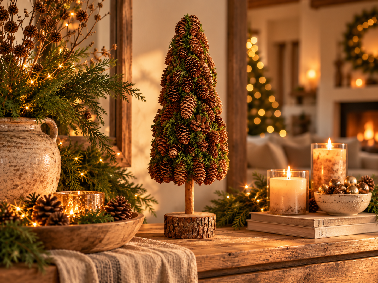 Daan Kromhout - Decoratieve Kerstboom - Boom - Dennenappels - 13x40 cm - Afbeelding 2