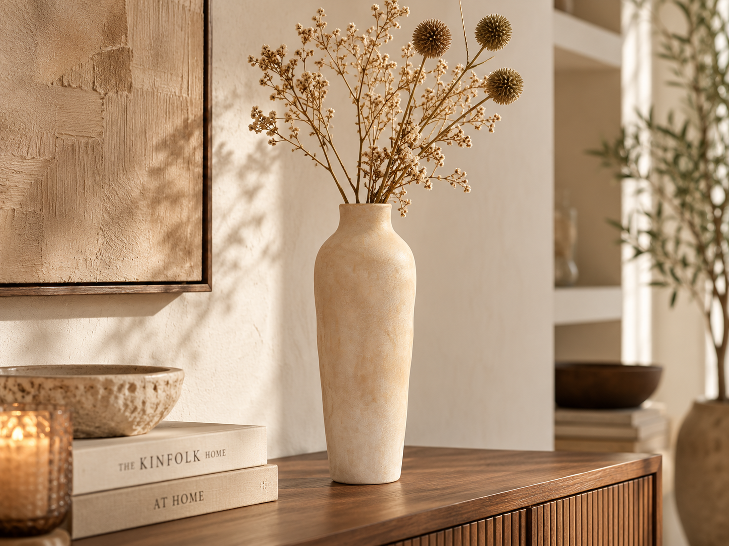 Daan Kromhout - Vaas - Bloemenvaas - Florence - Antique Goud - Wit - 12 x 12 x 35 cm - Aardewerk - Afbeelding 3